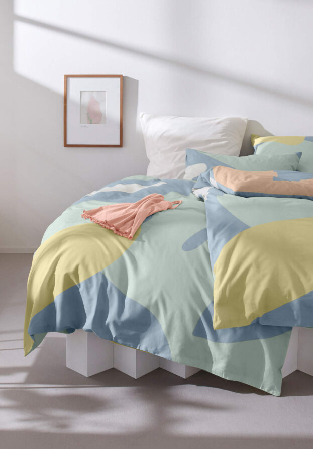 hessnatur Renforcé Bettwäsche-Set SELVA aus Bio-Baumwolle - blau - Größe 155x220 / 80x80 cm