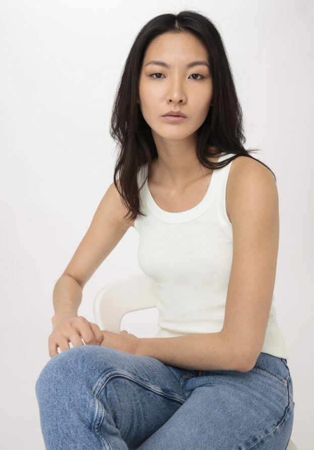 hessnatur Damen Rib Top Slim aus Bio-Baumwolle - weiß - Größe 48