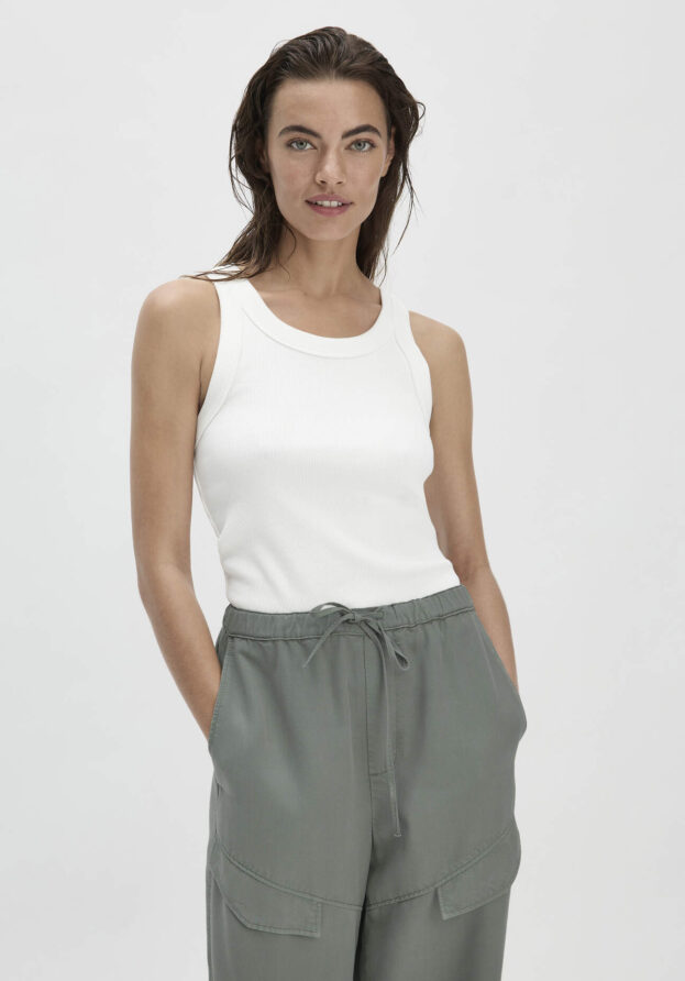 hessnatur Damen Rib Top Slim aus Bio-Baumwolle - weiß - Größe 44