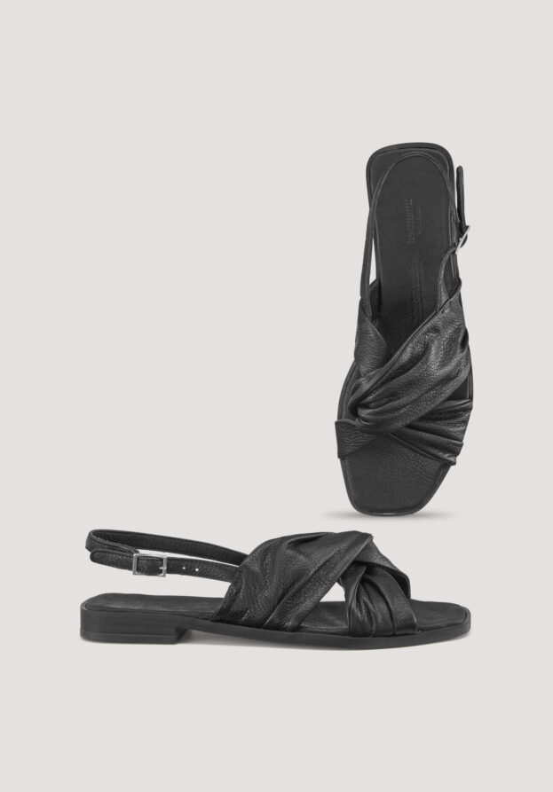 hessnatur Damen Sandalette aus chromfrei gegerbtem Glatt-Leder - schwarz - Größe 42