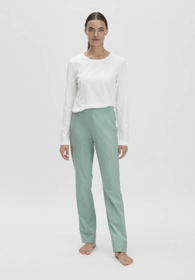 hessnatur Damen Schlafhose Regular PURE COTTON - grün - Größe 38