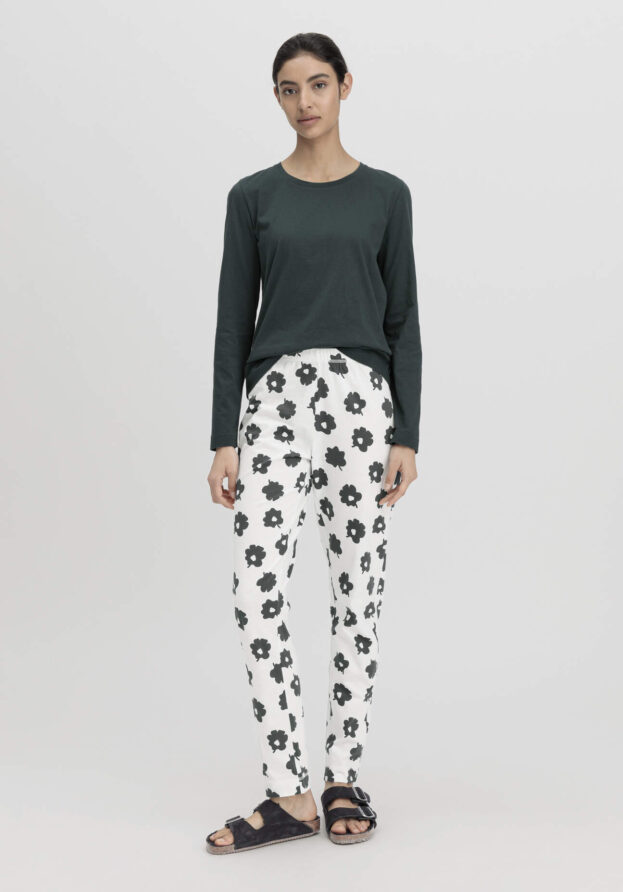 hessnatur Damen Schlafhose Regular PURE COTTON aus Bio-Baumwolle - weiß - Größe 44