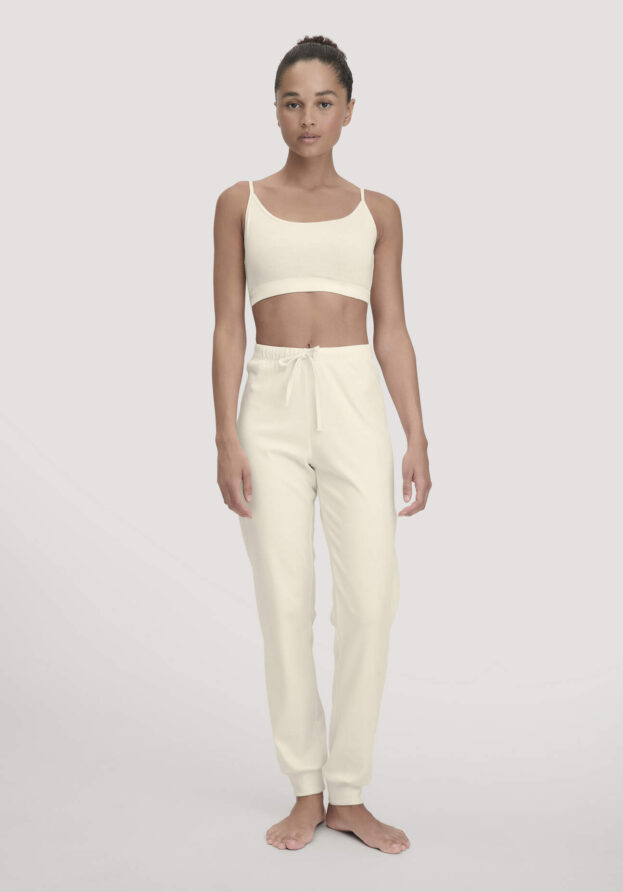 hessnatur Damen Schlafhose Regular PURE NATURE aus Bio-Baumwolle - natur - Größe 46