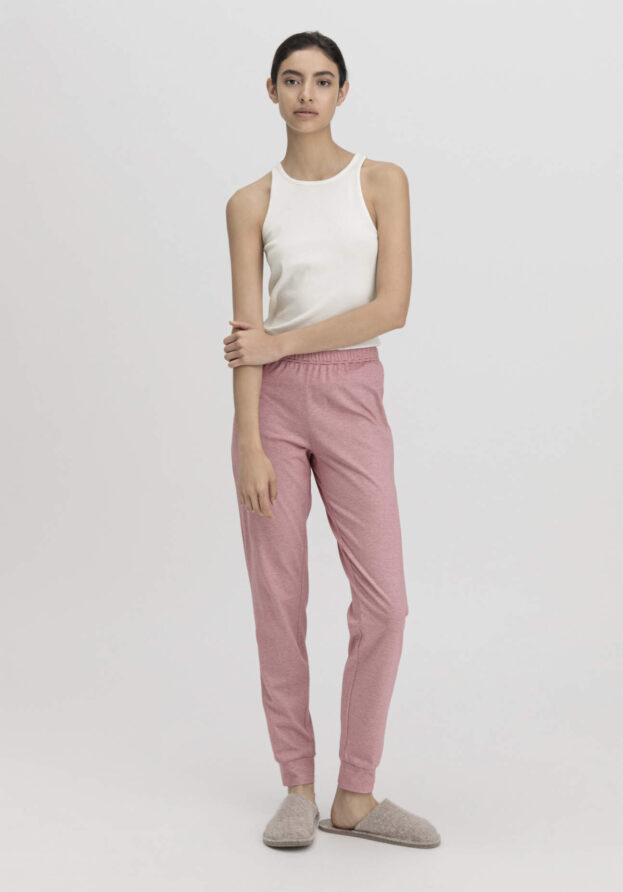 hessnatur Damen Schlafhose Slim PURE COTTON aus Bio-Baumwolle - rot - Größe 44