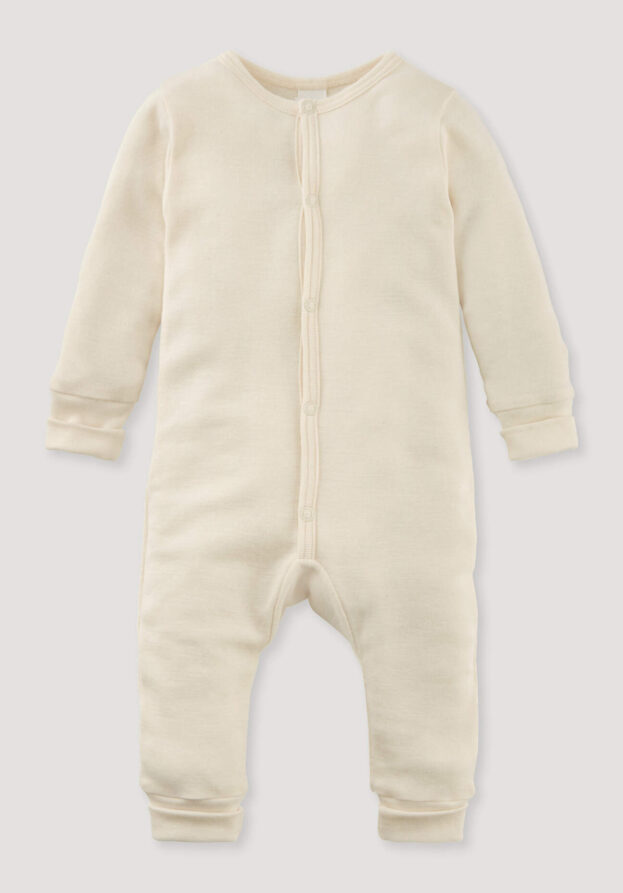 hessnatur Baby Schlafoverall Regular aus Bio-Baumwolle mit Merinowolle und Seide - natur - Größe 74/80