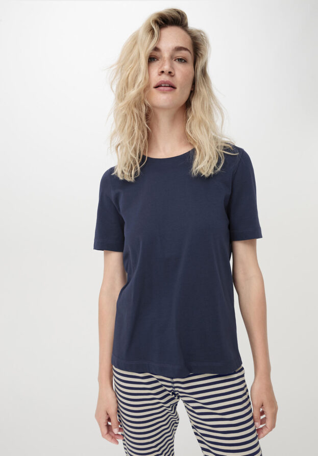 hessnatur Damen Schlafshirt Regular PURE COTTON - blau - Größe 34