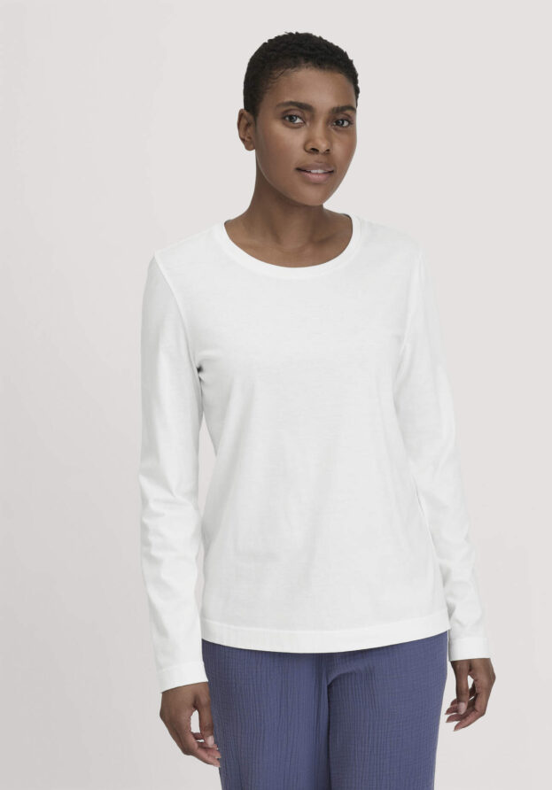 hessnatur Damen Schlafshirt Regular PURE COTTON - weiß - Größe 40