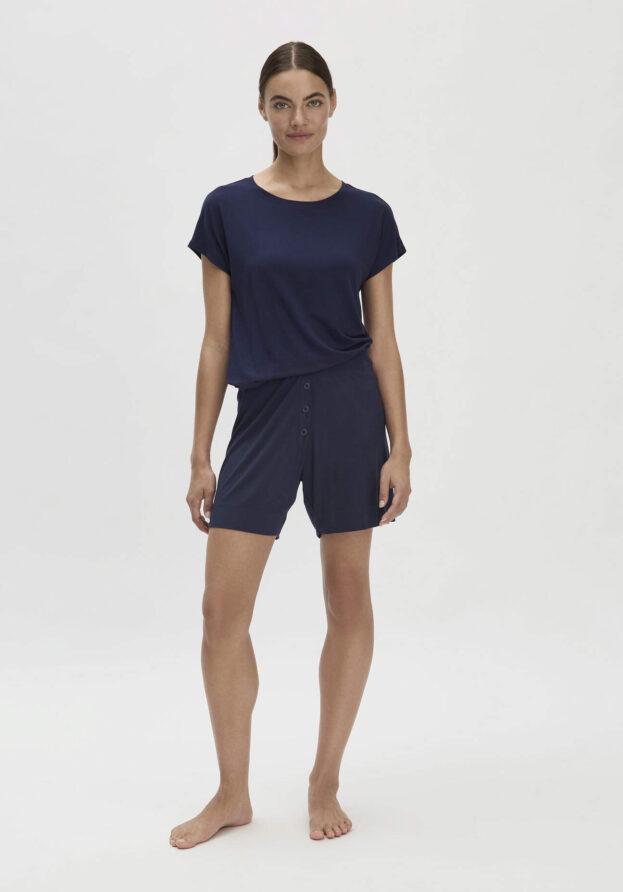 hessnatur Damen Schlafshorts Regular PURE FLOW aus TENCEL™ Modal - blau - Größe 40