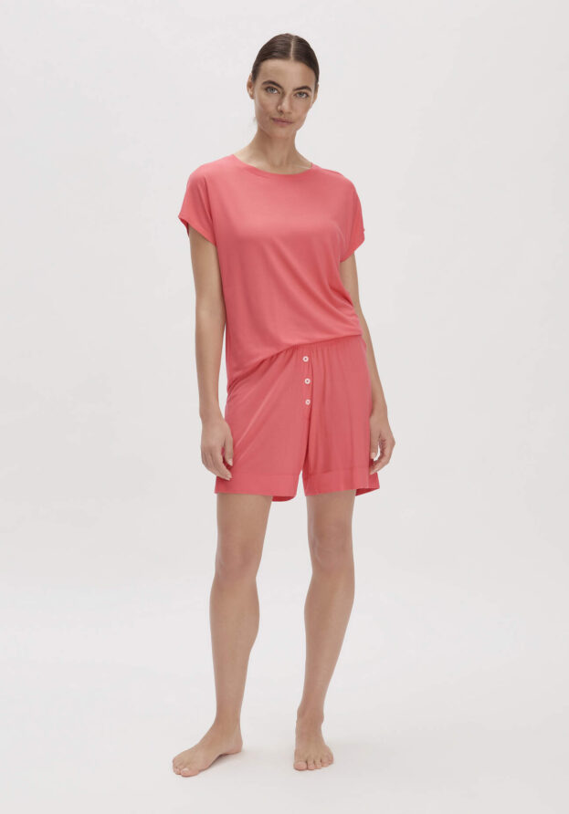 hessnatur Damen Schlafshorts Regular PURE FLOW aus TENCEL™ Modal - rot - Größe 46