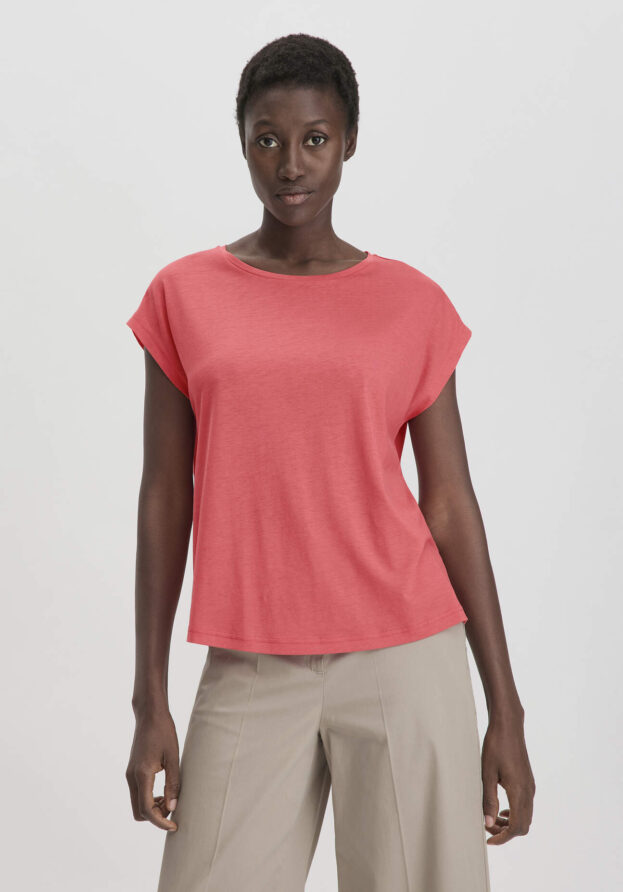 hessnatur Damen Shirt Oversize aus TENCEL™ Lyocell mit Bio-Baumwolle - rot - Größe L