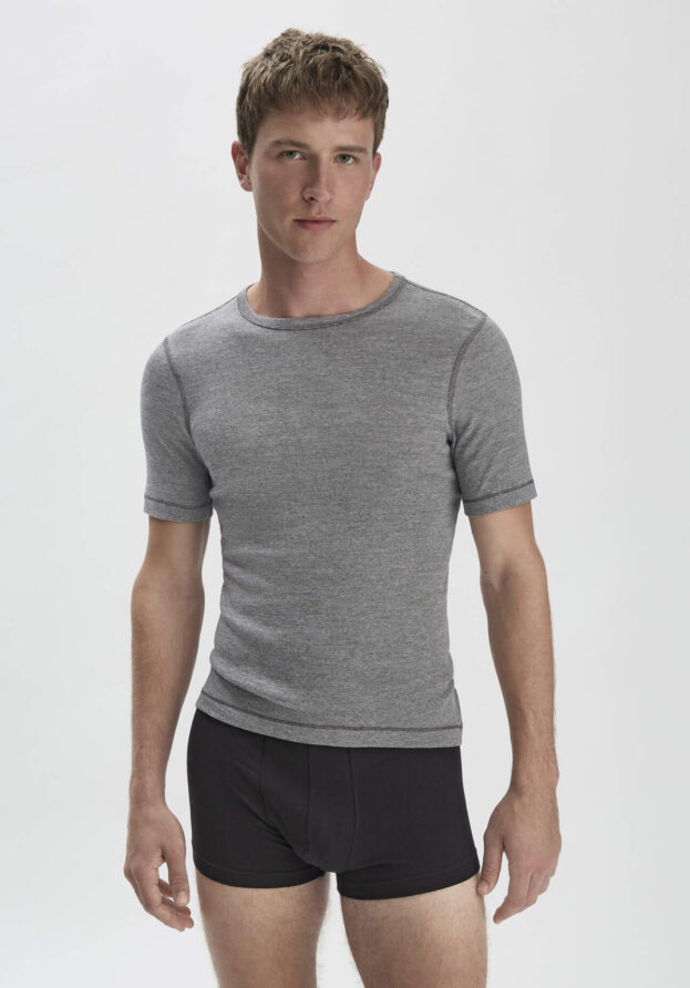 hessnatur Herren Shirt Regular PURE FUNCTION mit Bio-Merinowolle und Seide - grau - Größe 7 = XL