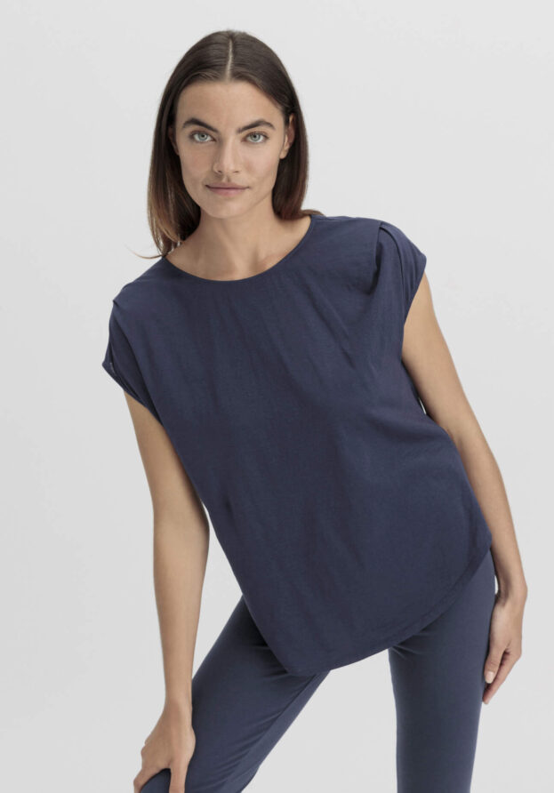 hessnatur Loungewear Shirt Relaxed ACTIVE LIGHT aus Bio-Baumwolle - blau - Größe 40