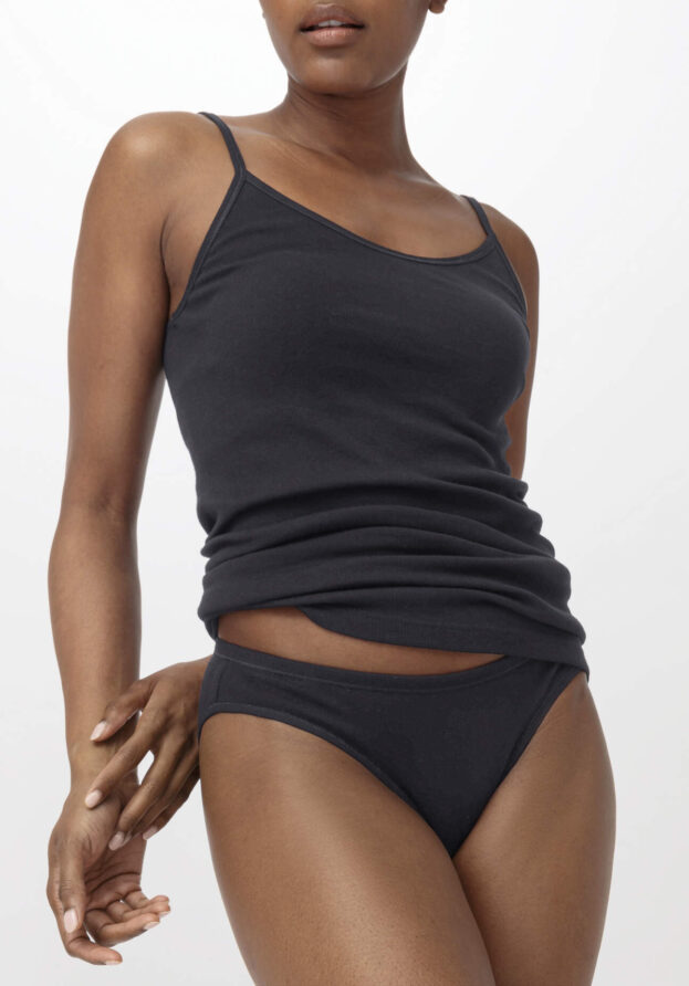 hessnatur Damen Slip Low Cut 2er-Set PURE NATURE aus Bio-Baumwolle - schwarz - Größe 48