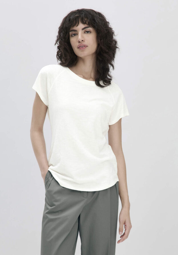 hessnatur Damen Slub Shirt Regular aus Bio-Baumwolle - weiß - Größe 42