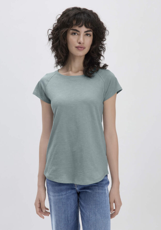 hessnatur Damen Slub Shirt Regular aus Bio-Baumwolle - grün - Größe 44