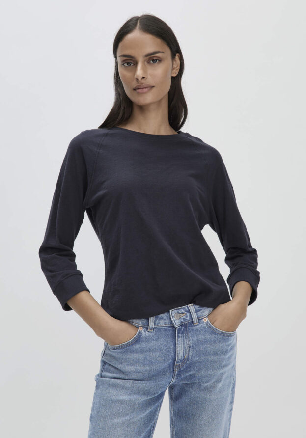 hessnatur Damen Slub Shirt Relaxed aus Bio-Baumwolle - blau - Größe 36
