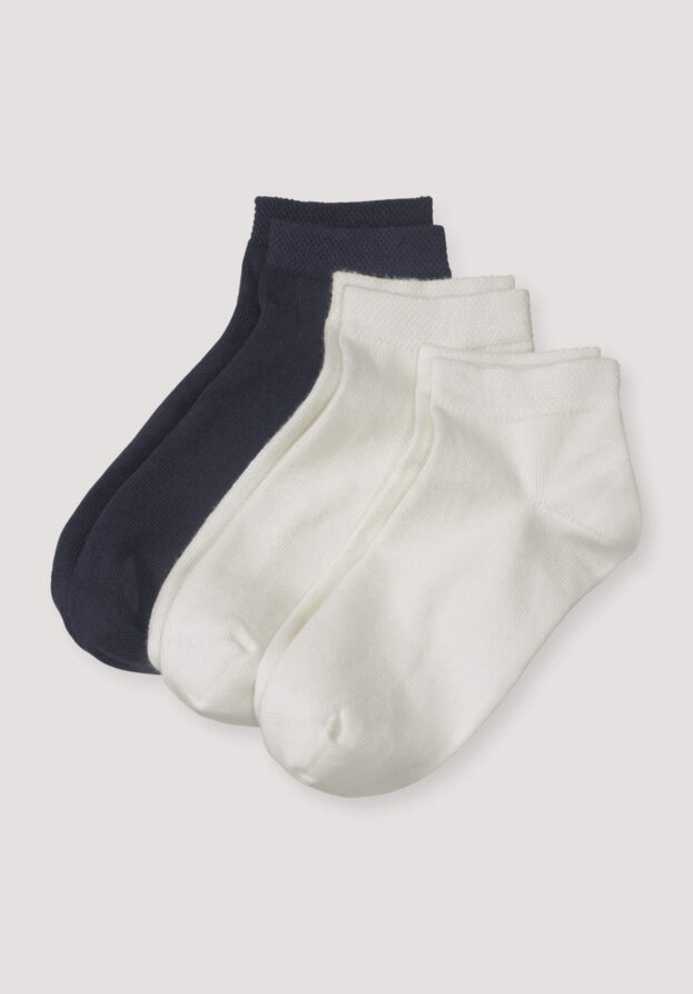 hessnatur Kinder  Sneaker Socken im 3er-Pack aus Bio-Baumwolle - blau - Größe 39-42