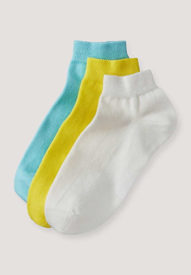 hessnatur Kinder  Sneaker Socken im 3er-Pack aus Bio-Baumwolle - blau - Größe 35-38