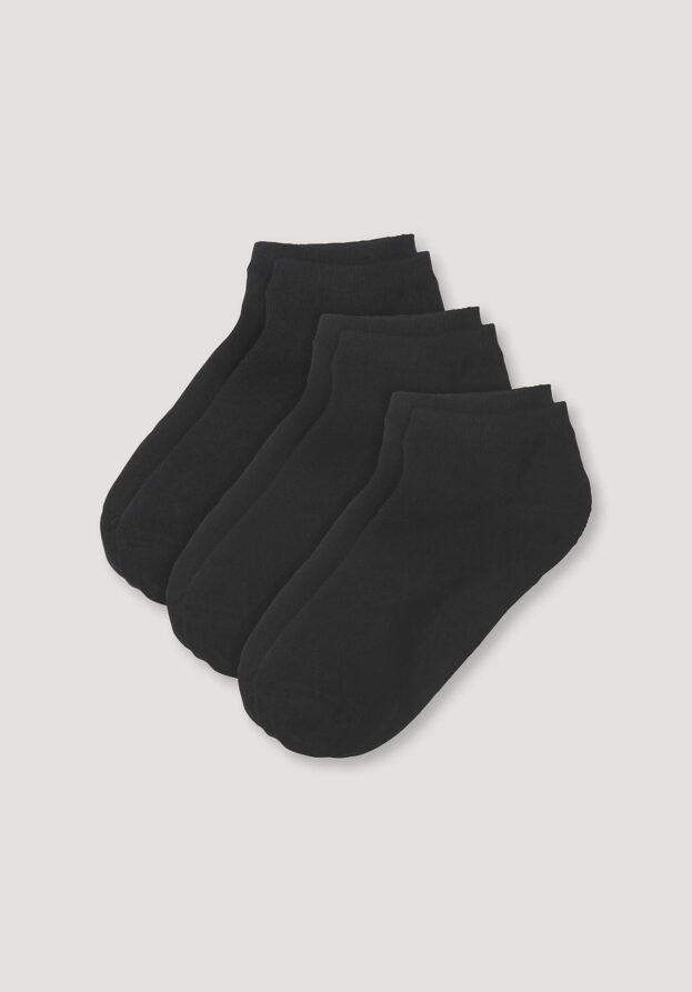 hessnatur Sneakersocke im 3er-Pack aus Bio-Baumwolle - schwarz - Größe 42/43
