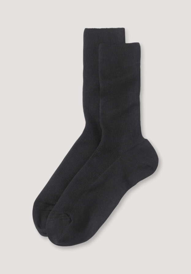 hessnatur Socken im 2er-Pack aus Bio-Baumwolle - schwarz - Größe 46/47