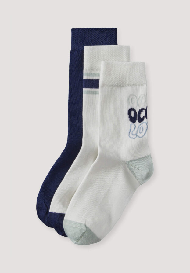 hessnatur Kinder  Socken im 3er- Pack aus Bio-Baumwolle - blau - Größe 39-42
