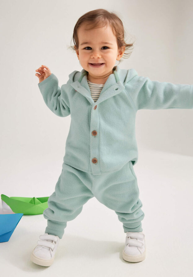 hessnatur Baby Softfleece Jacke Regular aus Bio-Baumwolle - grün - Größe 98/104