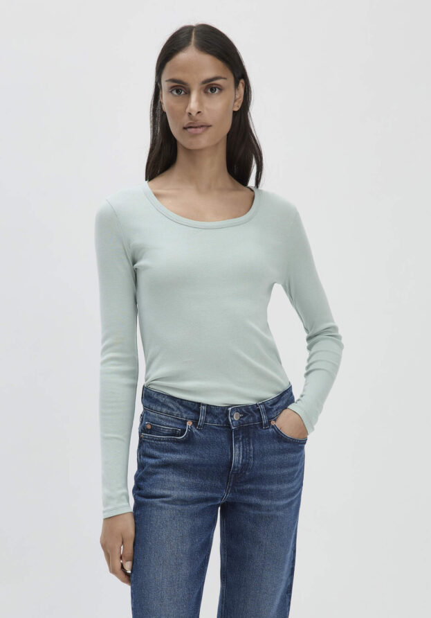 hessnatur Damen Softrib Shirt Fitted aus Bio-Baumwolle mit TENCEL™ Modal - grün - Größe 40