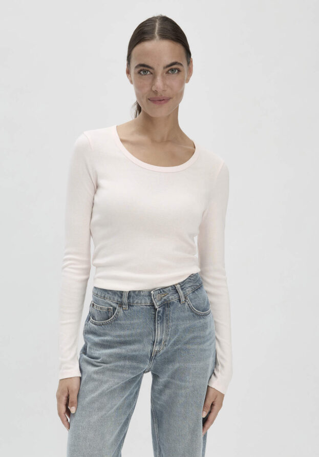hessnatur Damen Softrib Shirt Fitted aus Bio-Baumwolle mit TENCEL™ Modal - rosa - Größe 46