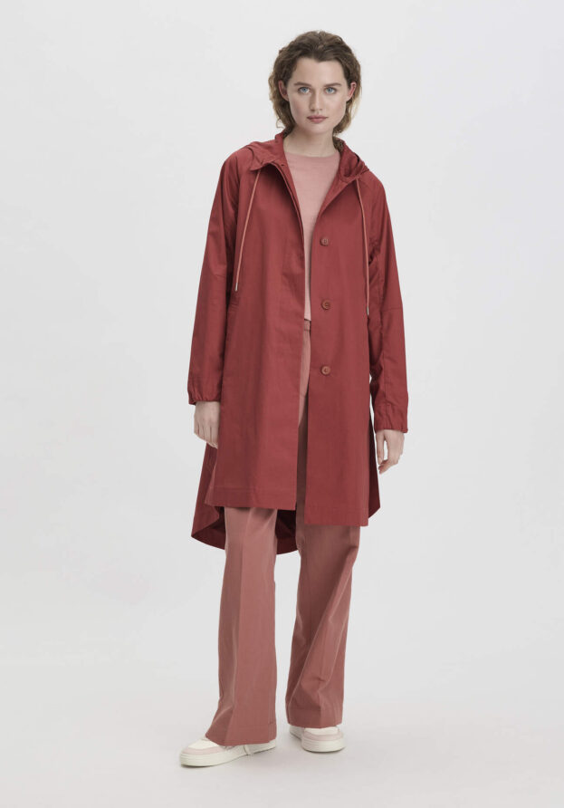 hessnatur Damen Sommer Parka Relaxed NATURE SHELL aus Bio-Baumwolle - rot - Größe 38