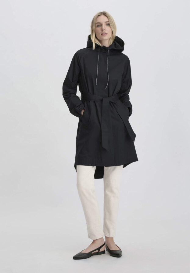 hessnatur Damen Sommer Parka Relaxed NATURE SHELL aus Bio-Baumwolle - schwarz - Größe 34