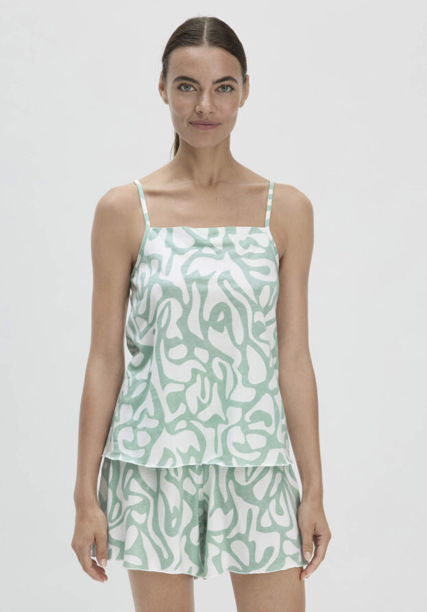 hessnatur Damen Spaghetti Top Fitted PURE COTTON aus Bio-Baumwolle - grün - Größe 38