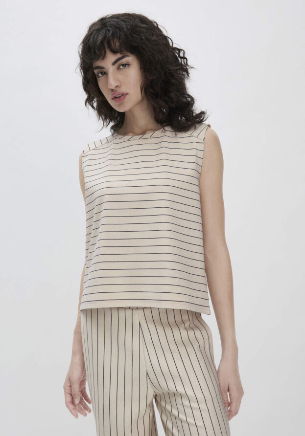 hessnatur Damen Streifen Jersey Top Relaxed aus weicher Bio-Baumwolle - natur - Größe 38