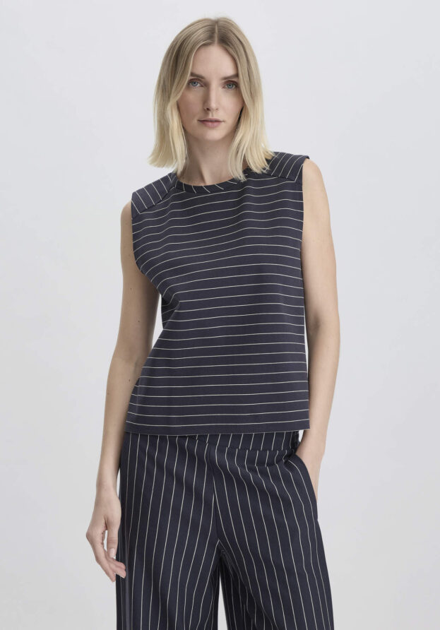 hessnatur Damen Streifen Jersey Top Relaxed aus weicher Bio-Baumwolle - blau - Größe 42