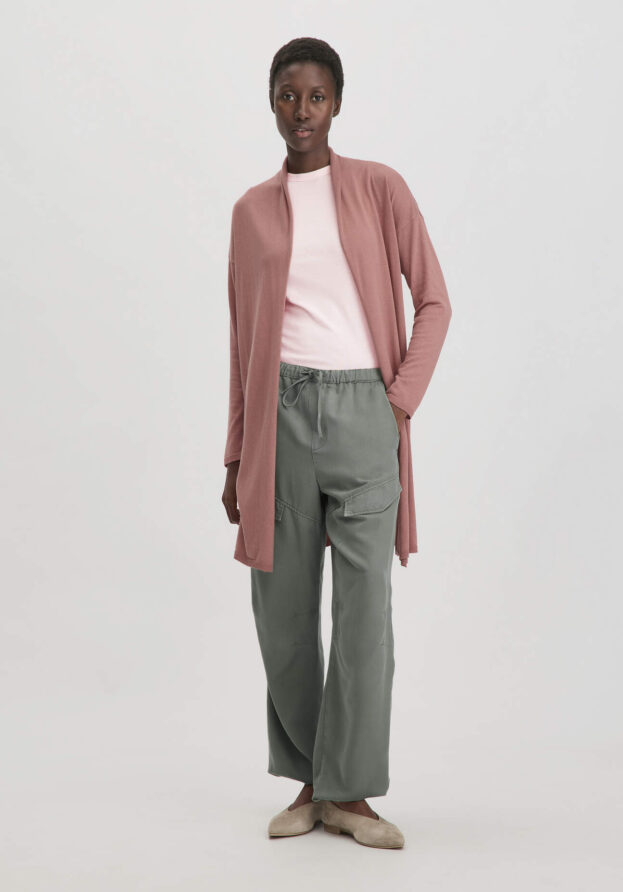 hessnatur Damen Strick Jacke Oversized aus TENCEL™ Lyocell mit Bio-Baumwolle - braun - Größe S