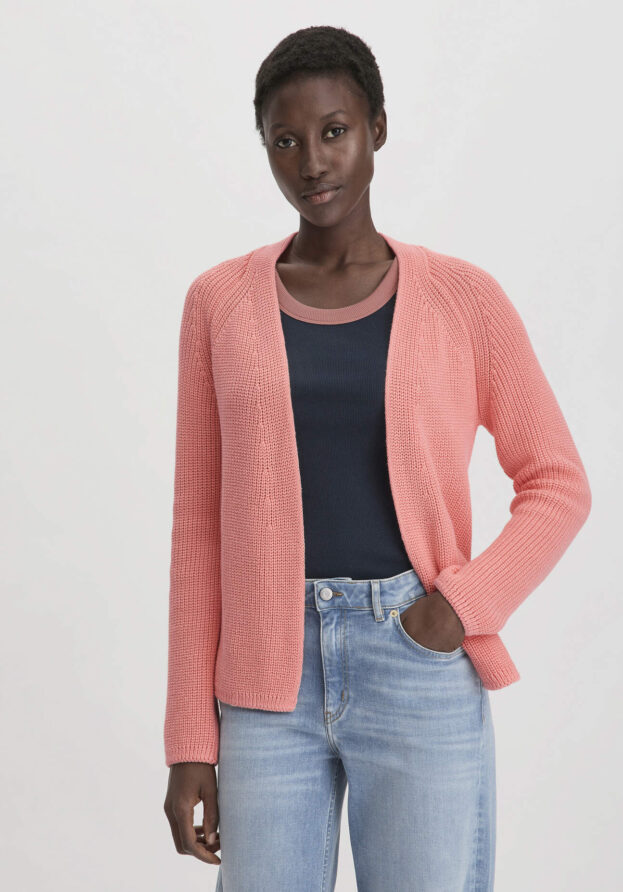 hessnatur Damen Strick Jacke Regular aus Bio-Baumwolle - rosa - Größe M
