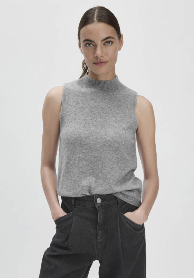 hessnatur Damen Strick Pullover BETTER RECYCLING Regular aus Kaschmir - grau - Größe 40