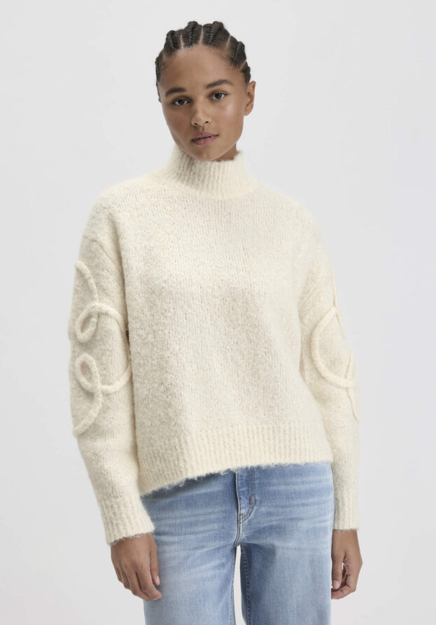hessnatur Damen Strick Pullover Oversize aus Alpaka mit Bio-Baumwolle - weiß - Größe XS