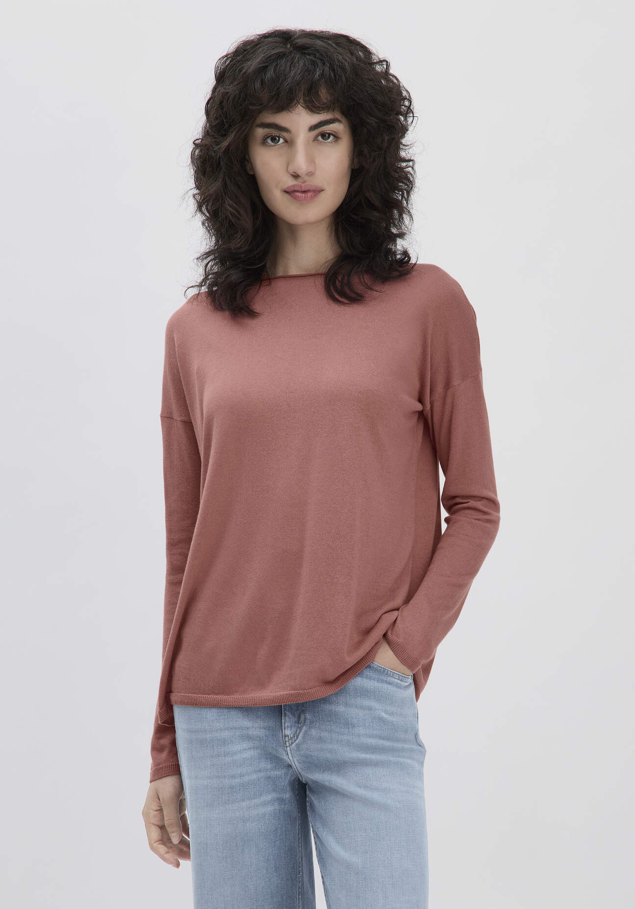 hessnatur Damen Strick Pullover Oversized aus modernem TENCEL Lyocell mit Bio-Baumwolle - braun - Größe L