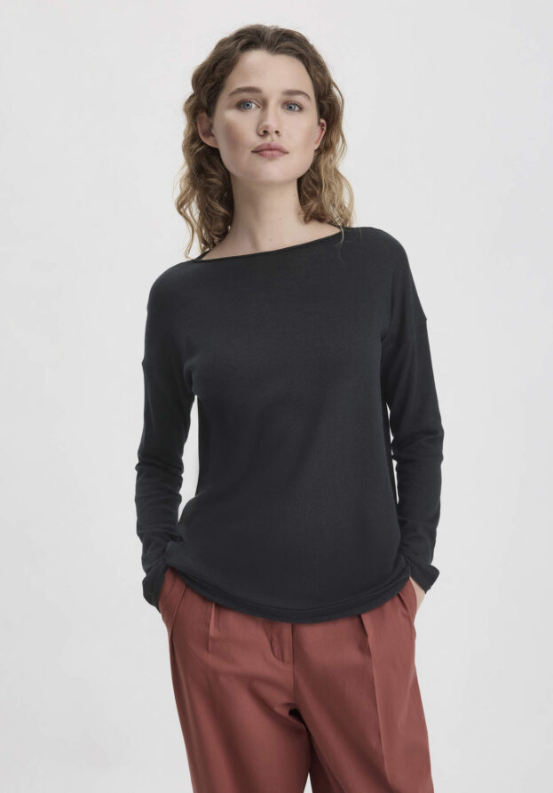 hessnatur Damen Strick Pullover Oversized aus modernem TENCEL Lyocell mit Bio-Baumwolle - schwarz - Größe S