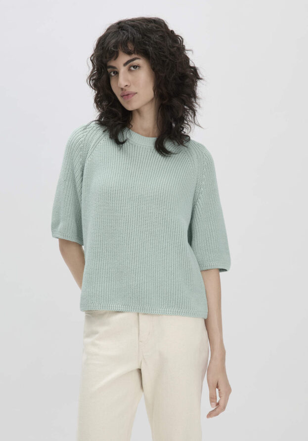 hessnatur Damen Strick Pullover Relaxed aus Bio-Baumwolle - grün - Größe M