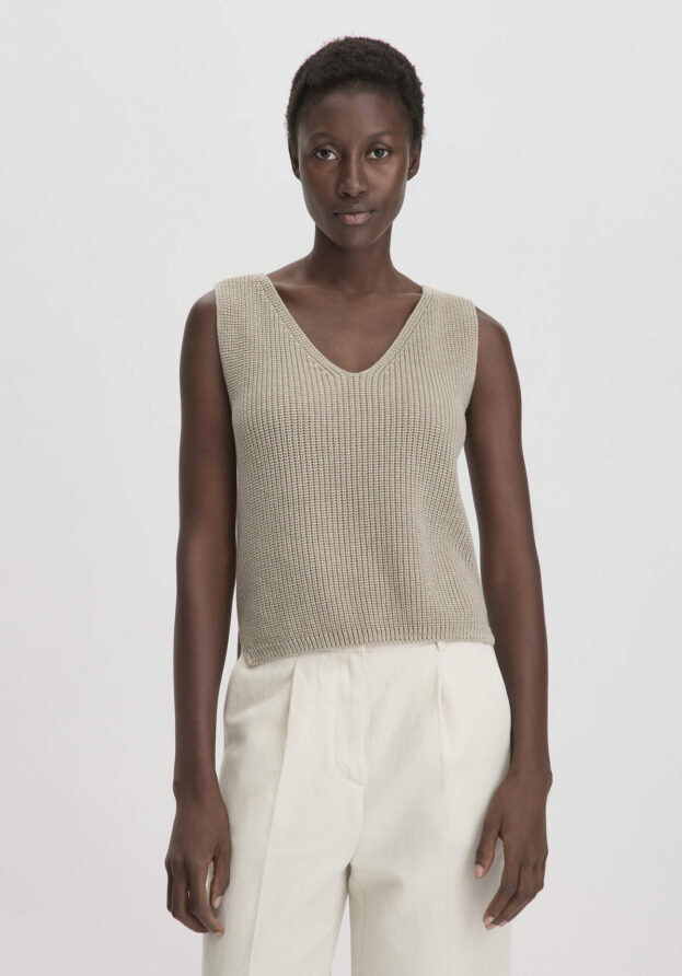 hessnatur Damen Strick Top Regular aus Bio-Baumwolle - beige - Größe M
