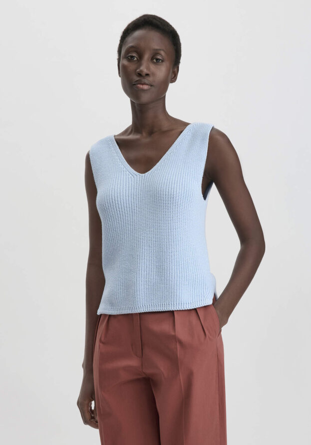 hessnatur Damen Strick Top Regular aus Bio-Baumwolle - blau - Größe XS