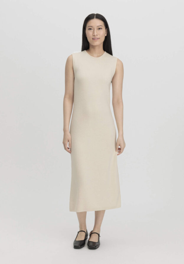 hessnatur Damen Strickkleid Regular aus Bio-Baumwolle und Bio-Merinowolle - natur - Größe S