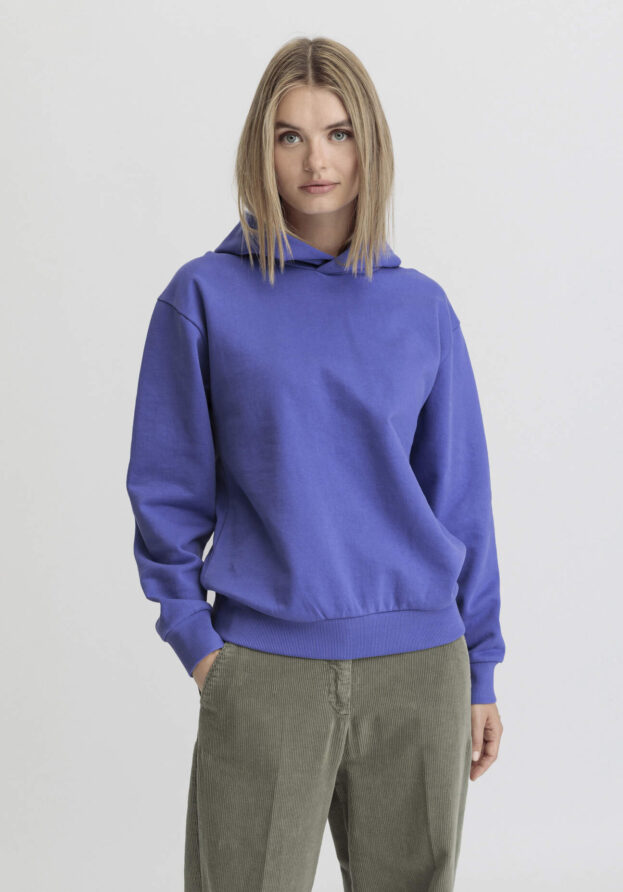 hessnatur Damen Sweathoodie Relaxed aus Bio-Baumwolle - blau - Größe 42