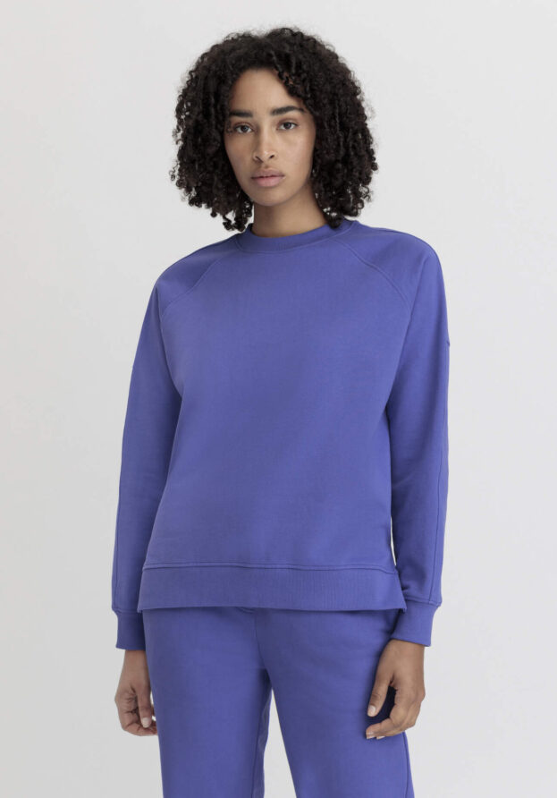 hessnatur Damen Sweatshirt Oversize aus Bio-Baumwolle - blau - Größe XS