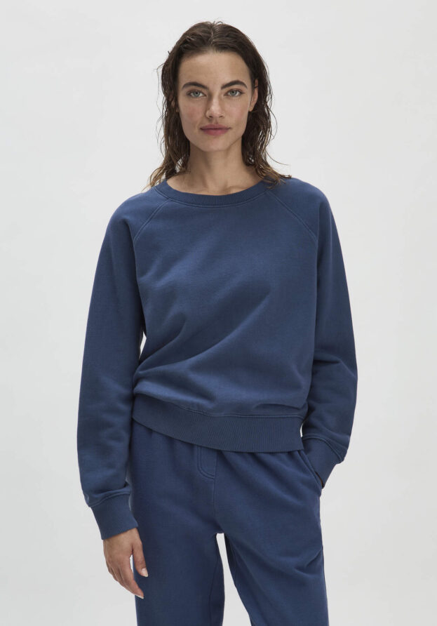 hessnatur Damen Sweatshirt Oversize aus Bio-Baumwolle - blau - Größe XS