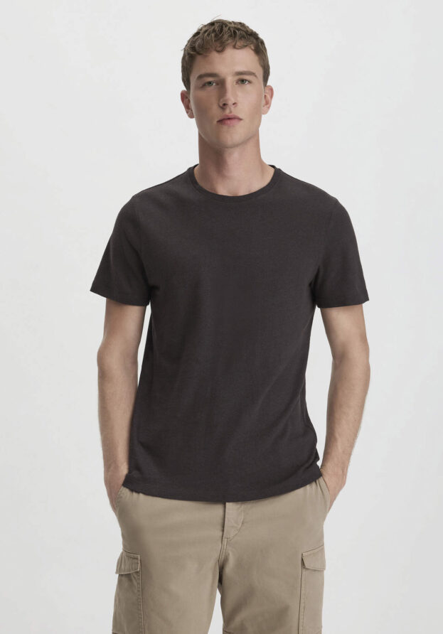 hessnatur Herren T-Shirt Regular aus Leinen und Bio-Baumwolle - braun - Größe 54