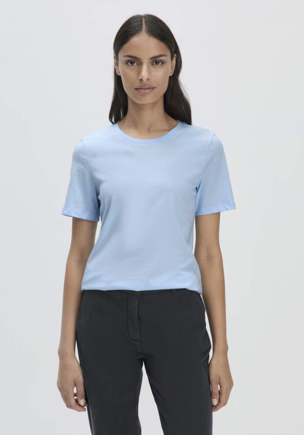 hessnatur Damen T-Shirt Regular aus Bio-Baumwolle - blau - Größe 44