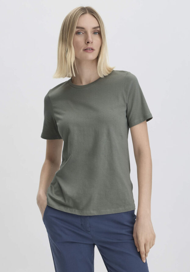 hessnatur Damen T-Shirt Regular aus Bio-Baumwolle - grün - Größe 34
