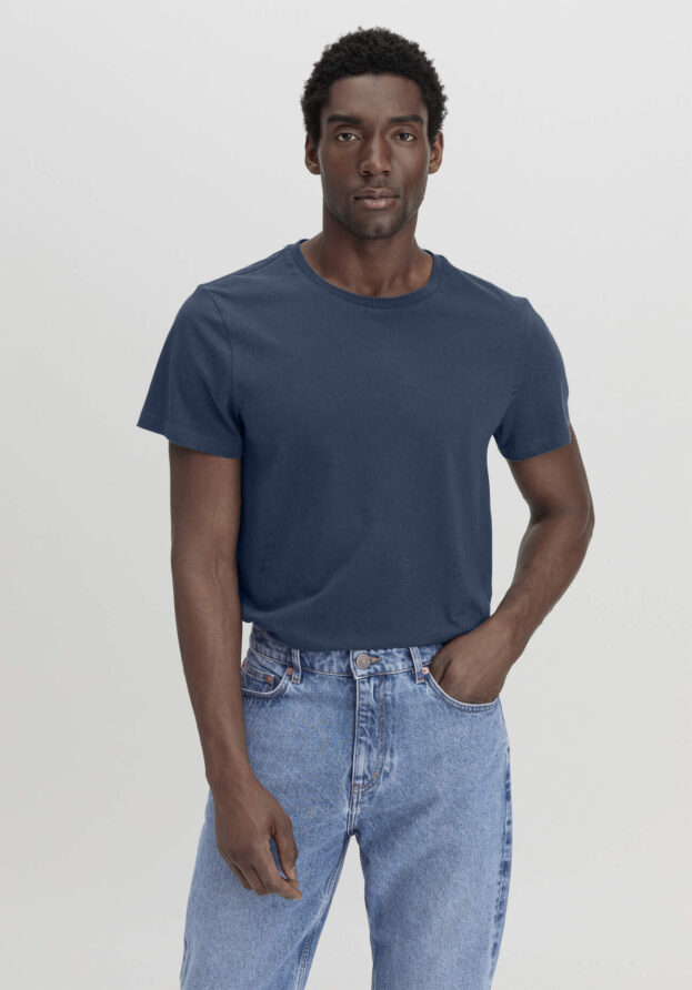 hessnatur Herren T-Shirt Regular aus Bio-Baumwolle - blau - Größe 56